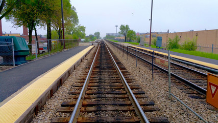 Fototapeta premium Rail Tracks in Chicago, Healy Station.