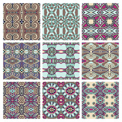 set of different seamless colored vintage geometric pattern, tex