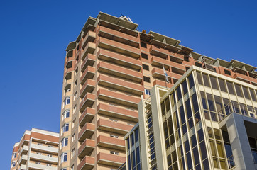 Three new buildings of different architectural styles
