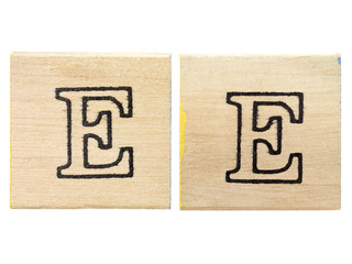 playing cubes with alphabet e.