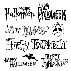 Happy halloween Day hand drawn typography, Doodles vector illustration