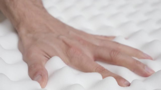 Memory foam peak and valley mattress slow motion 1080p HD video - Orthopedic exaggerated peak and valley design memory foam mattress inspection texture tilting 1920X1080 FullHD slow-mo footage 