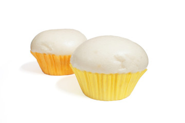 Chinese steamed roll. Close up on white background