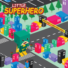cartoon superhero isometric theme