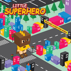 cartoon superhero isometric theme