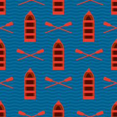 Seamless pattern with boats. Marine theme. Vector texture.