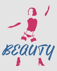 Obraz na płótnie Canvas Sexy woman silhouette, underwear fashion. Beauty text