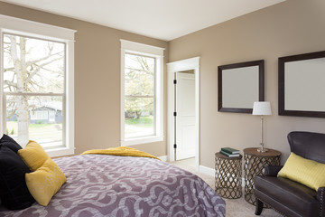 Master Bedroom in New Home with Window View 