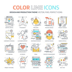 Color line, design concept illustrations, icons