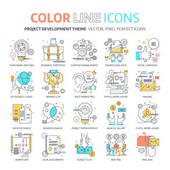 Color line, Project development concept illustrations, icons