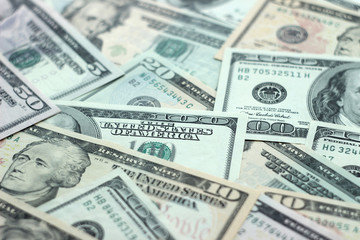 Money background - blurred dollars