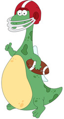 Cartoon dragon with a rugby ball