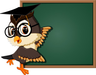Naklejka premium illustration of Owl teacher at blackboard
