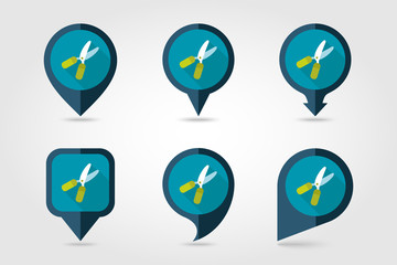 Secateurs, pruner, averruncator flat pin map icon