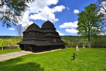 Orthodox wooden church in Rownia village, Bieszczady, Poland