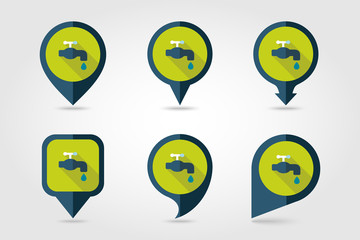 Faucet flat vector pin map icon