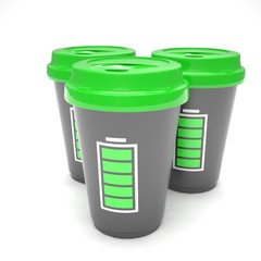 Three paper coffee cups. 3d rendering.