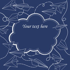 Vector vintage frame with paper planes and text place