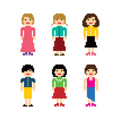 Obraz na płótnie Canvas pixel people avatar set