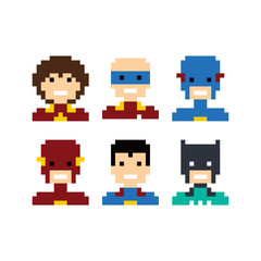 pixel people superhero avatar set