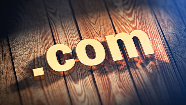 Word dot com on wood planks