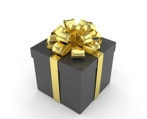 gift box with bows isolated on white. 3d rendering.