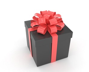 gift box with bows isolated on white. 3d rendering.