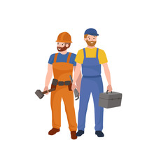 set workers team, profession people uniform, cartoon vector illustration