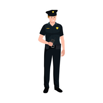 Serve and protect. Police man, officer male, vector illustration