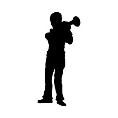 Trumpet player vector silhouette