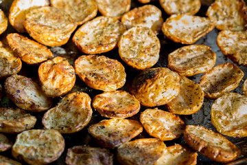 Baked half potatoes