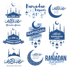 Ramadan Kareem emblems set - obrazy, fototapety, plakaty