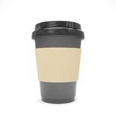 Coffee to go on white. 3d rendering.