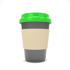 Coffee to go on white. 3d rendering.