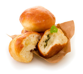 Fresh bun with pickled vegetable filling.