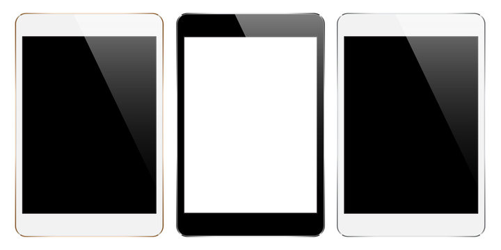 Mock Up Tablet Collection Set Isolated On White Vector Design