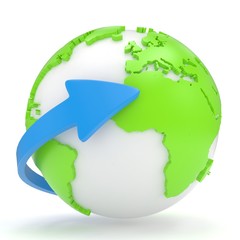 Fototapeta premium Arrow and Earth globe. 3d render