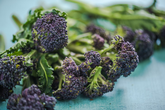 Purple broccoli flowers, clean eating