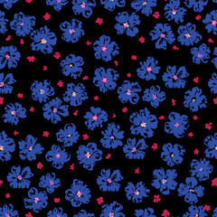 Fototapeta na wymiar vector seamless gentle fantasy flower pattern, ditsy artistic floral background print