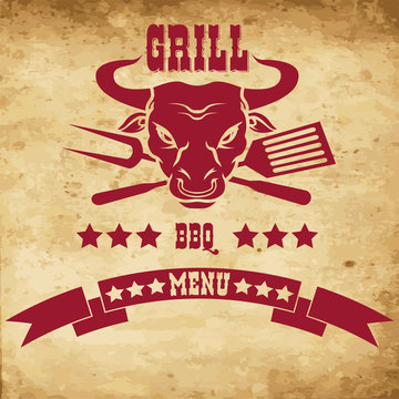 Steak house emblems templates. Grill. Barbecue and grill labels, badges, logos and emblems. Steak house restaurant menu design elements