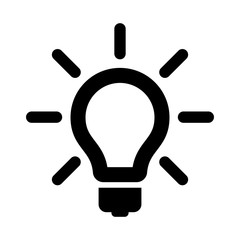 idea bulb icon black on white background