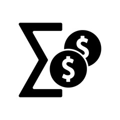 money sum invoice icon black on white background
