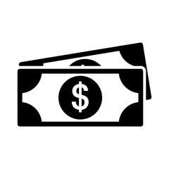 cash money icon black on white background