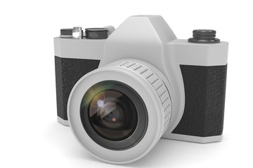 Retro camera isolated on  white background. 3d rendering.