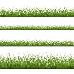 Green grass seamless pattern. Nature background design. Horizontal silhouette, isolated on white background. Symbol of nature, field, lawn and meadow, fresh, summer. Design element Vector illustration