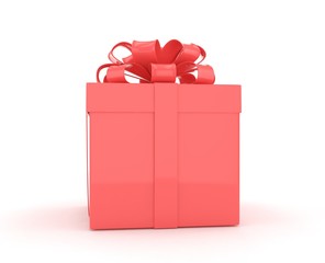 gift box with bows isolated on white. 3d rendering.