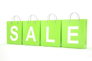 sale written on shopping bag. 3d rendering.