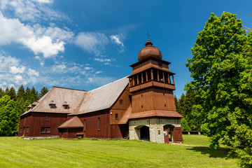 Fototapeta na wymiar All wooden church Svaty Kriz in Slovakia
