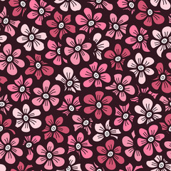 pink flower seamless pattern, vector illustration