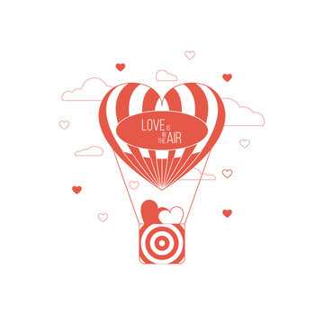 Love is in the air concept. Heart shaped balloon. Red happy loving idea